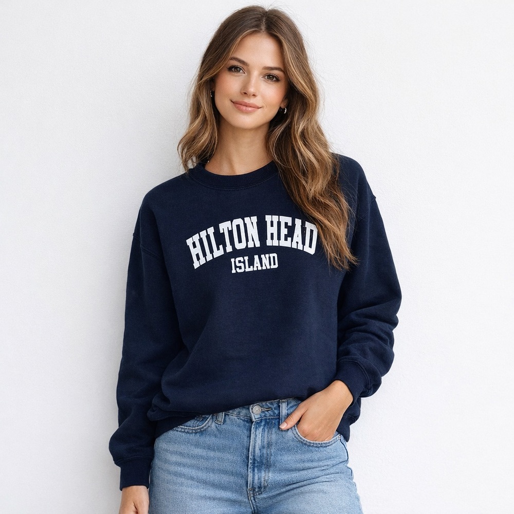 Hilton Head‎ Island Navy Crewneck Sweatshirt M Coastal Preppy